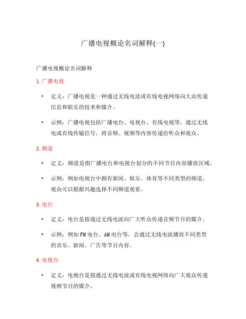 广播电视概论名词解释(一)