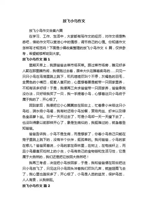 放飞小鸟作文合集六篇