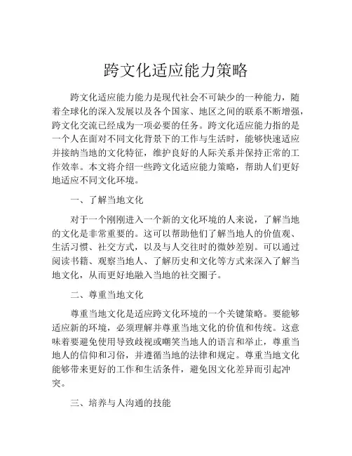 跨文化适应能力策略
