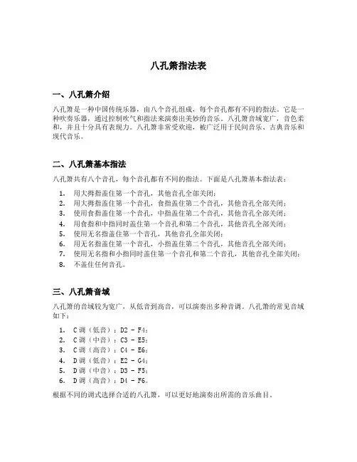 八孔箫指法表