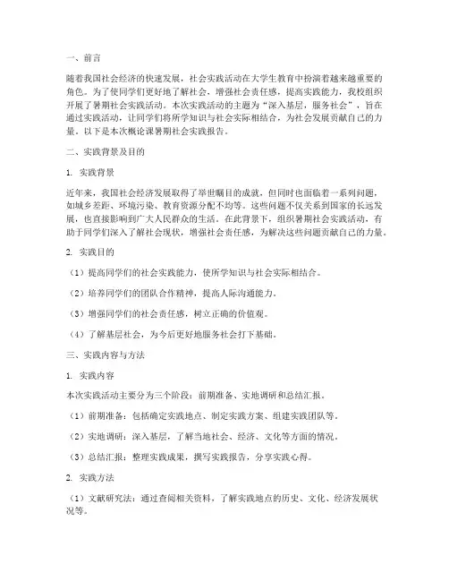 概论课暑期社会实践报告