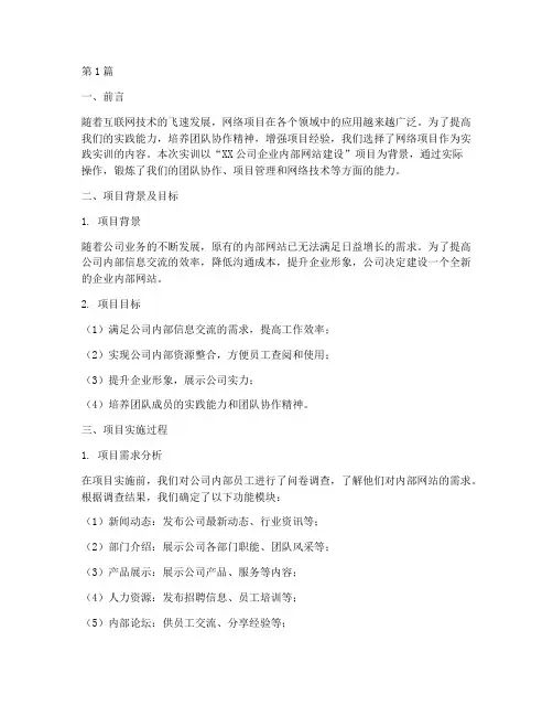 网络项目实践实训报告(3篇)