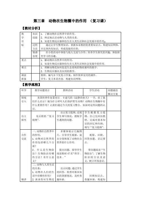 第五单元第三章 动物在生物圈中的作用 (复习课)
