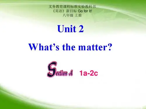 人教版初二八年级英语上册 Unit 2 Whats the matter_ Section A 1a-2c PPT课件