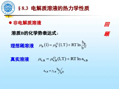 物理化学8.3电解质溶液的热力学性质
