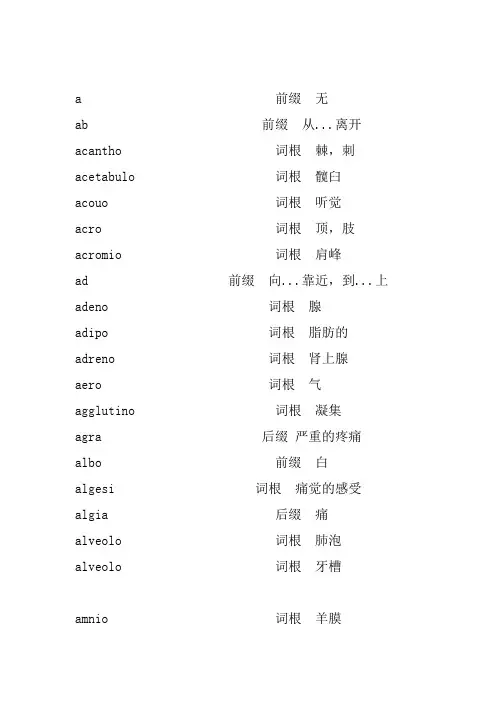 医学英语词根词缀整理完善版