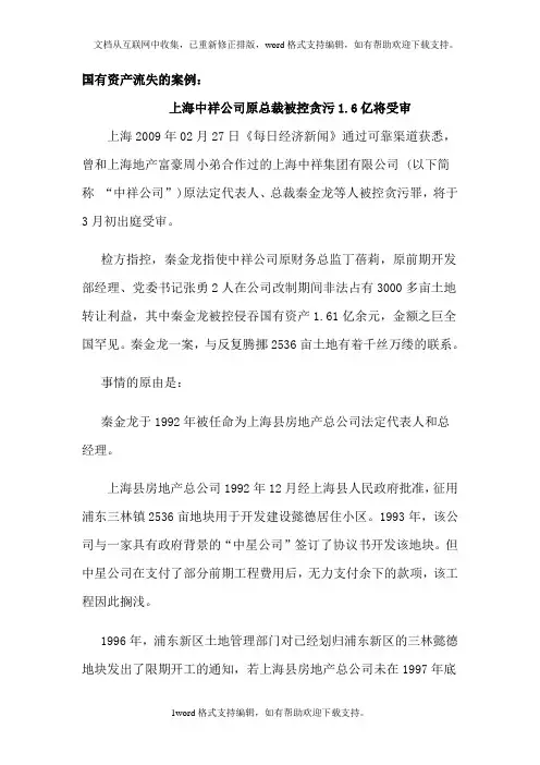 国有资产流失的案例