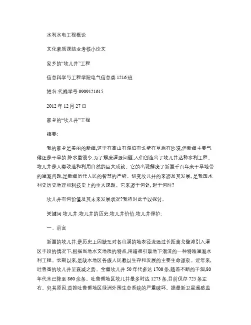 水利水电工程概论结课论文.