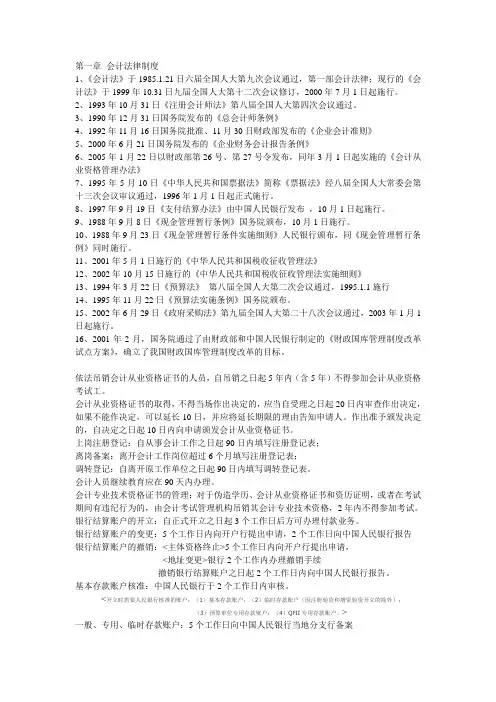 财经法规颁布日期整理