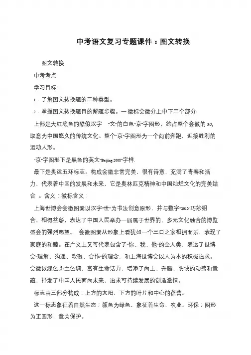 中考语文复习专题课件：图文转换