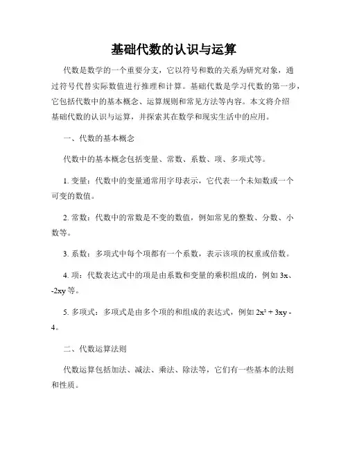 基础代数的认识与运算