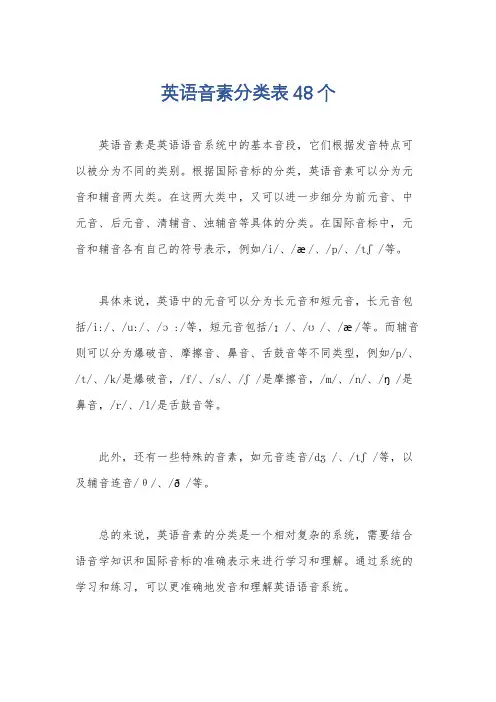 英语音素分类表48个