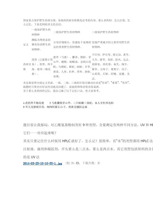 国家重点保护野生药材分级