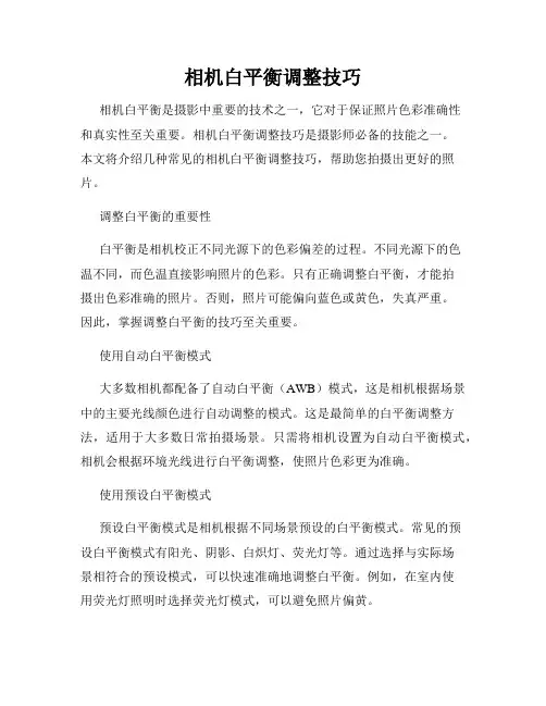 相机白平衡调整技巧