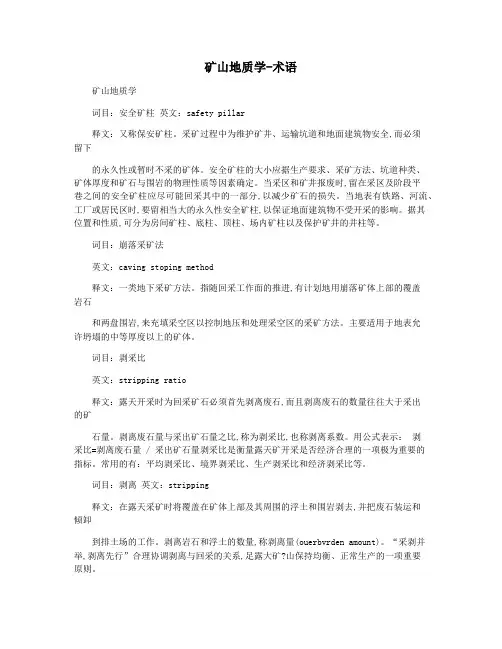 矿山地质学-术语