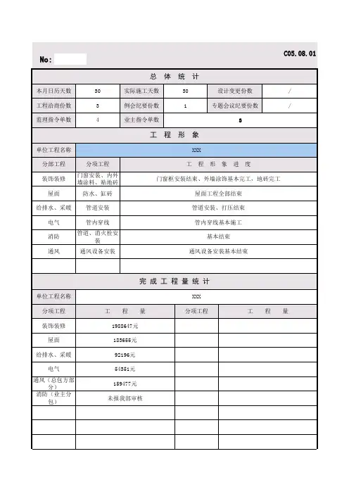 监理月报模板(共九页)