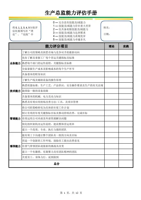 岗位胜任力评估手册 - (生产)