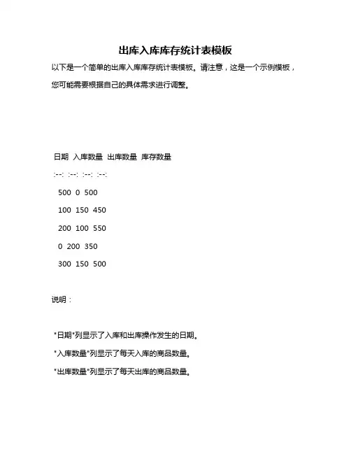 出库入库库存统计表模板