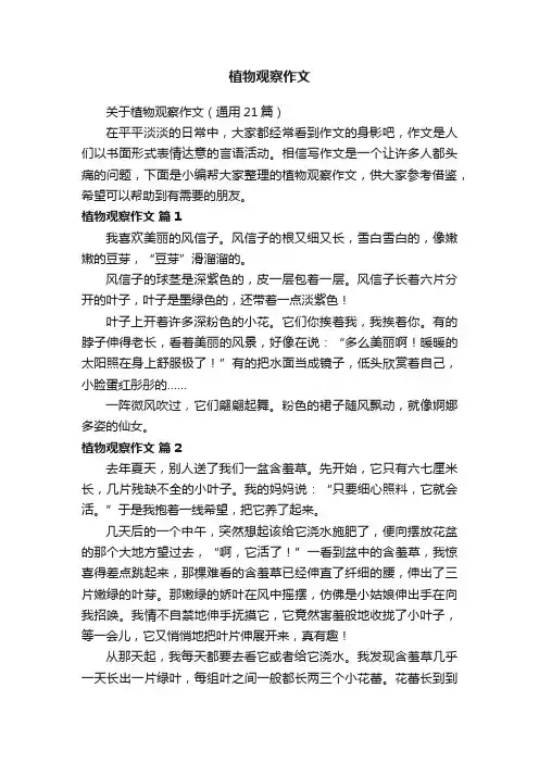 关于植物观察作文（通用21篇）