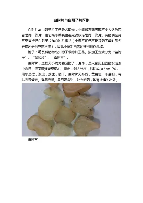 白附片与白附子片区别