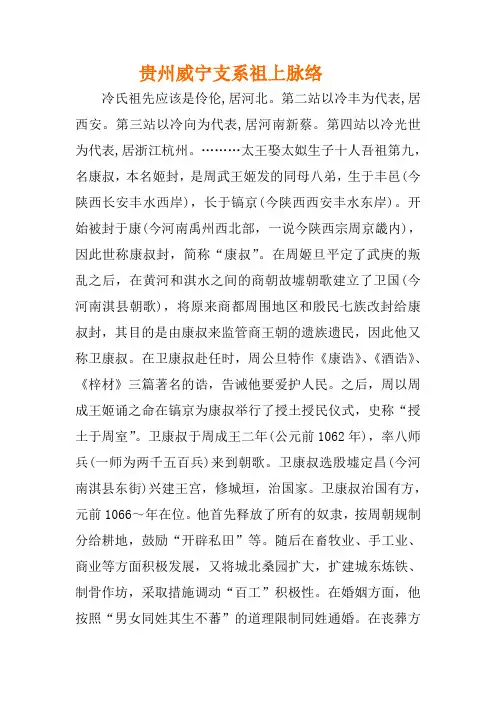 贵州威宁县支系脉络