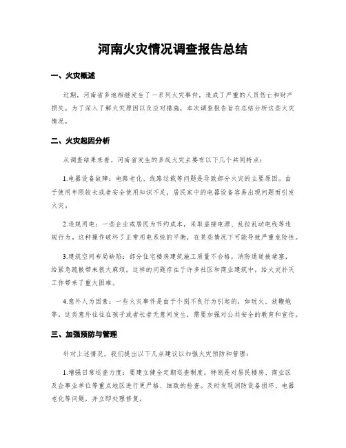 河南火灾情况调查报告总结