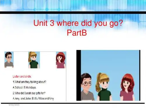六年级下册英语课件-Unit 3 where did you go B_人教PEP(2014秋) (共23张PPT)