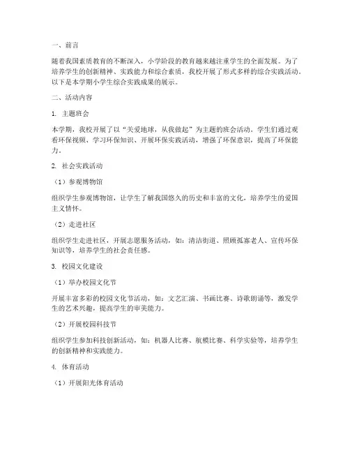小学生综合实践成果