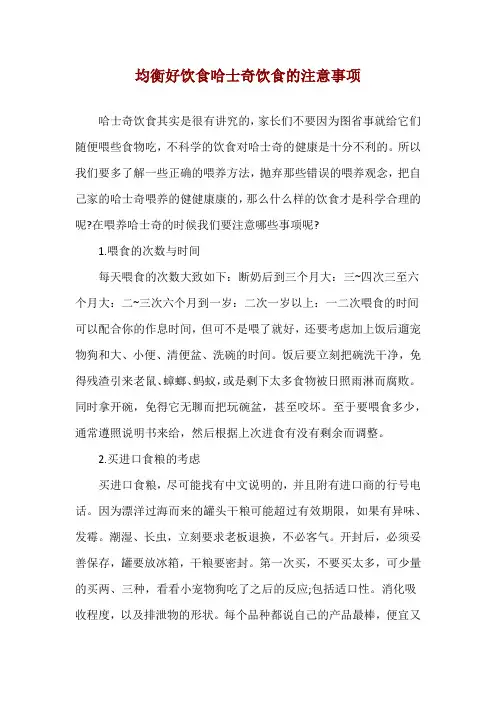 均衡好饮食 哈士奇饮食的注意事项