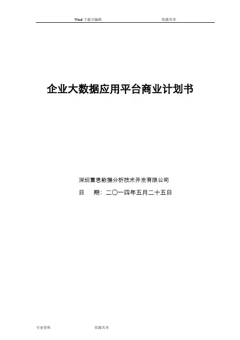大数据应用项目商业实施计划书