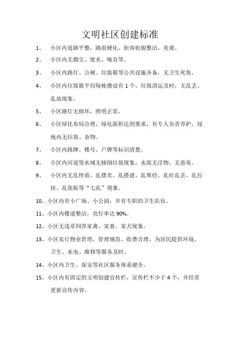 文明社区创建标准