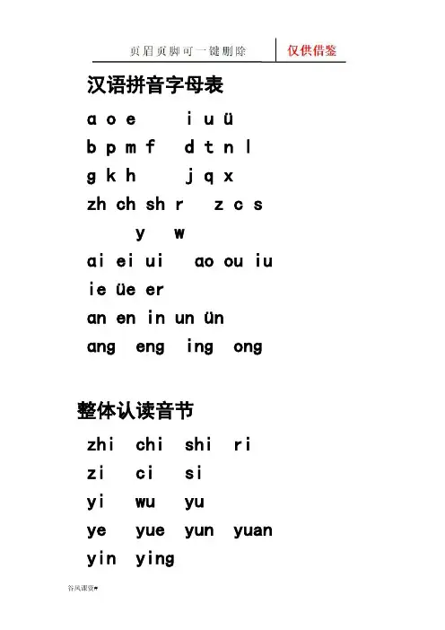 幼小衔接--拼音(课堂参照)