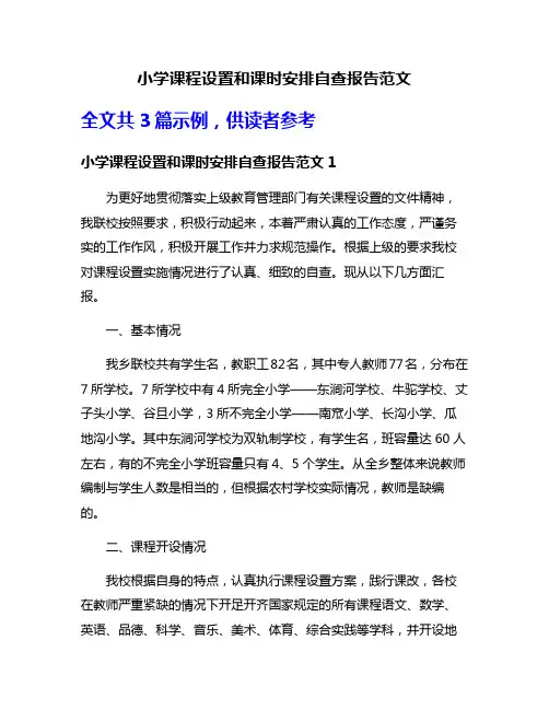 小学课程设置和课时安排自查报告范文