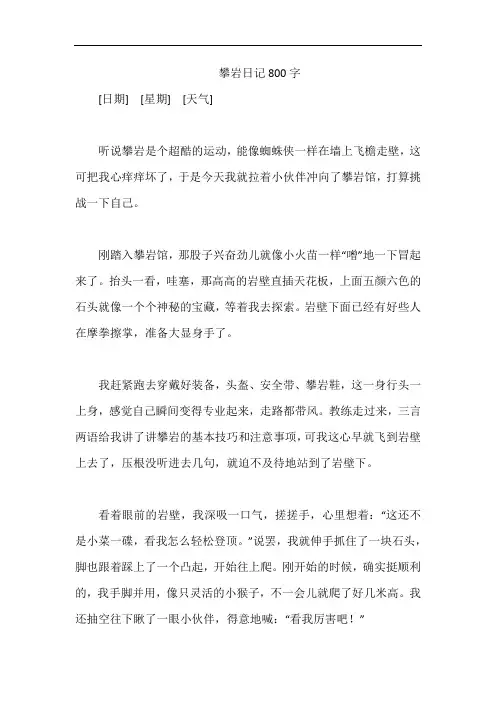 攀岩日记800字