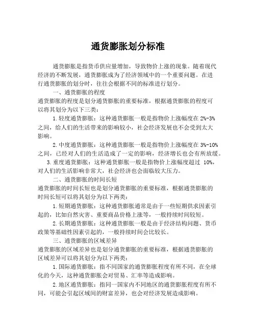 通货膨胀划分标准