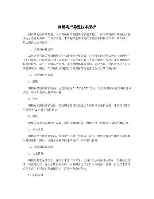 肉鹅高产养殖技术探析