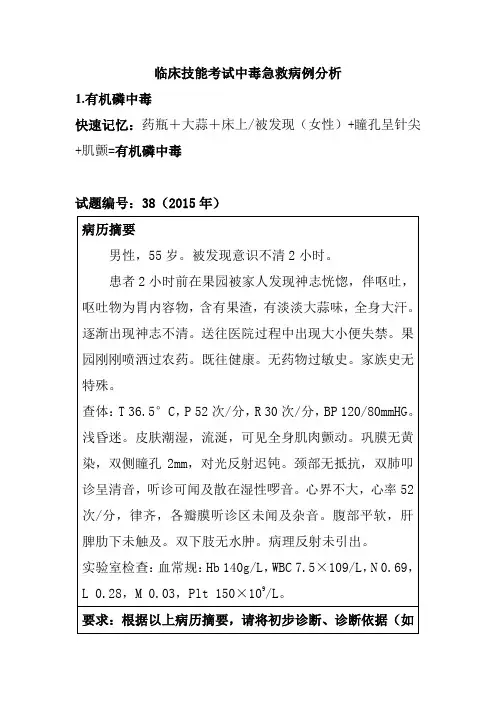 临床技能考试中毒急救病例分析