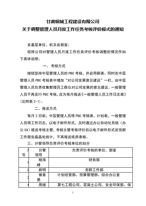PBC考核表样板