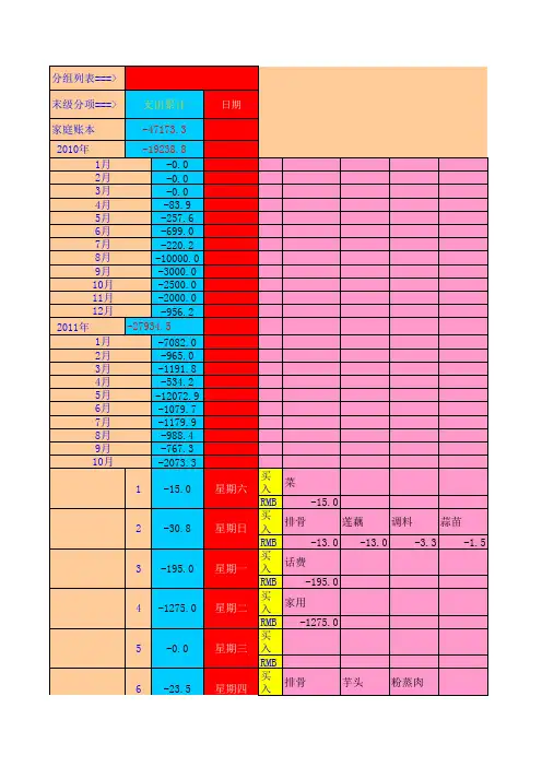 家庭开销明细表2