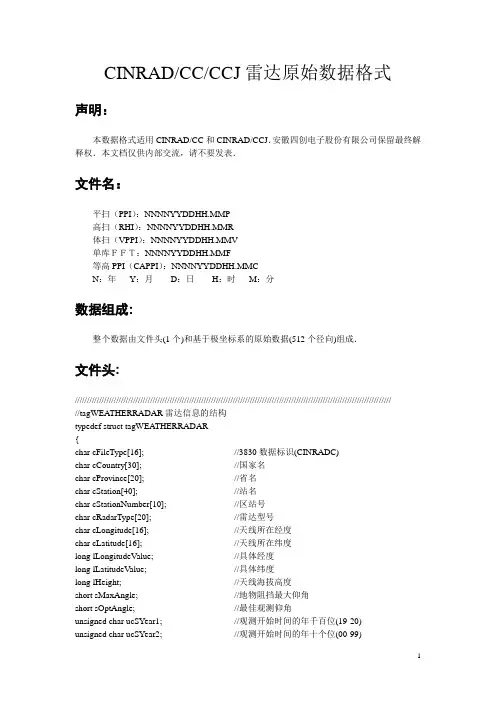CC雷达基数据格式说明(附函数)