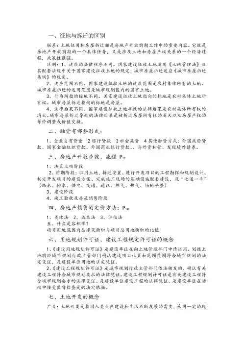 房地产开发与经营期末考试重点归纳