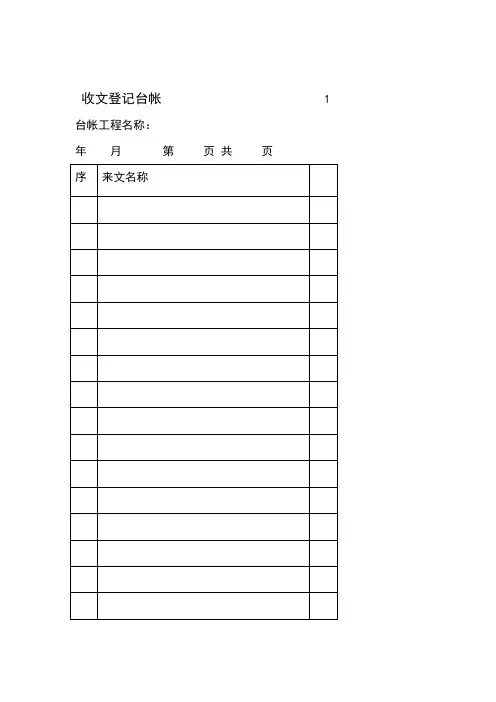 工程项目常用台账记录表格格
