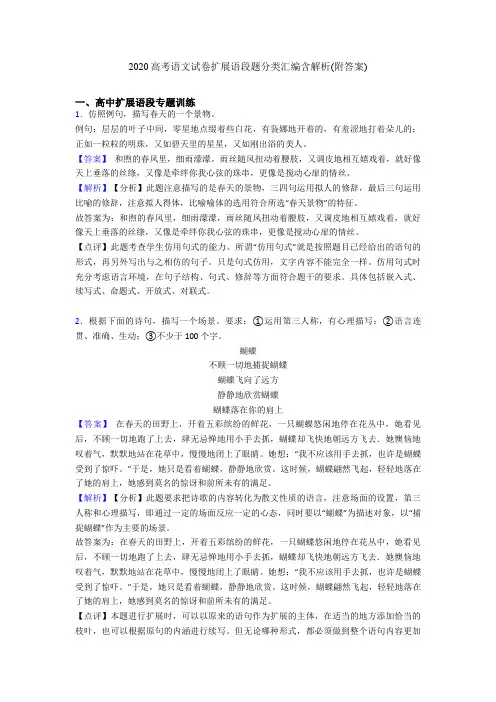2020高考语文试卷扩展语段题分类汇编含解析(附答案)