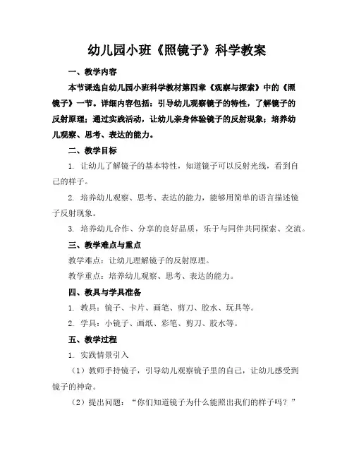 幼儿园小班《照镜子》科学教案