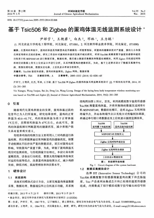 基于 Tsic506 和 Zigbee 的蛋鸡体温无线监测系统设计