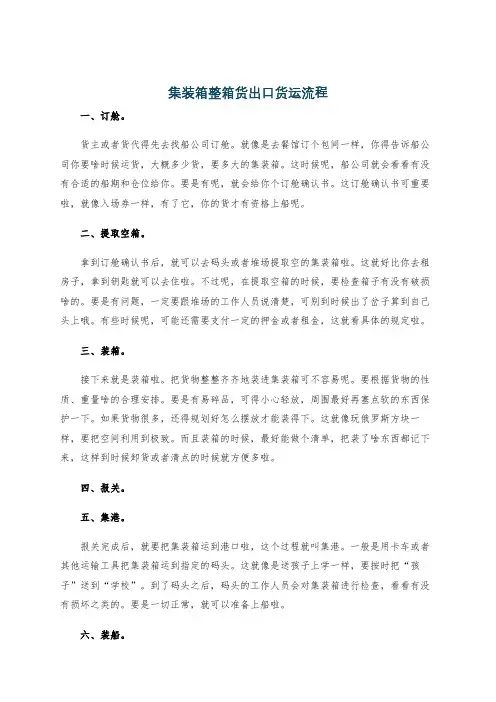 集装箱整箱货出口货运流程