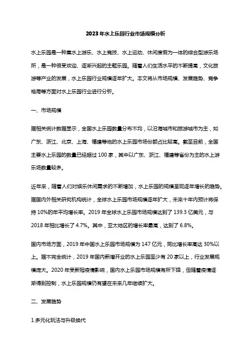 2023年水上乐园行业市场规模分析