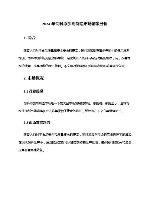 2024年饲料添加剂制造市场前景分析