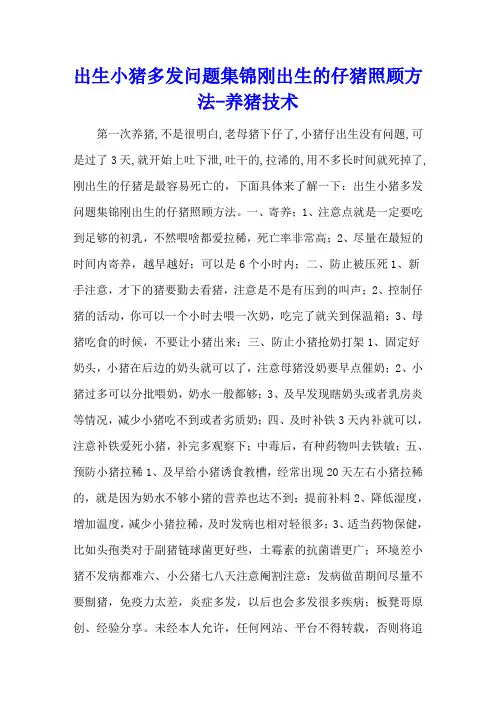 出生小猪多发问题集锦 刚出生的仔猪照顾方法 - 养猪技术