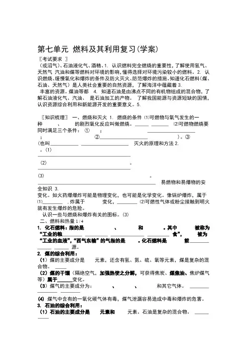 燃料及其利用复习教案